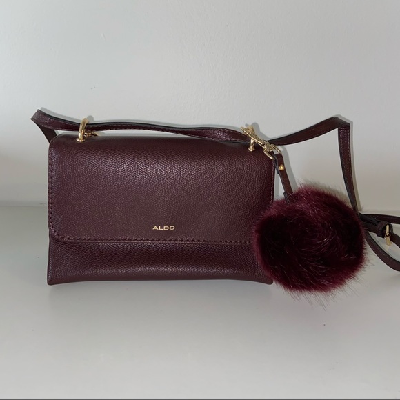 Aldo Burgundy Crossbody Purse Gold Tone Accents - Picture 1 of 9